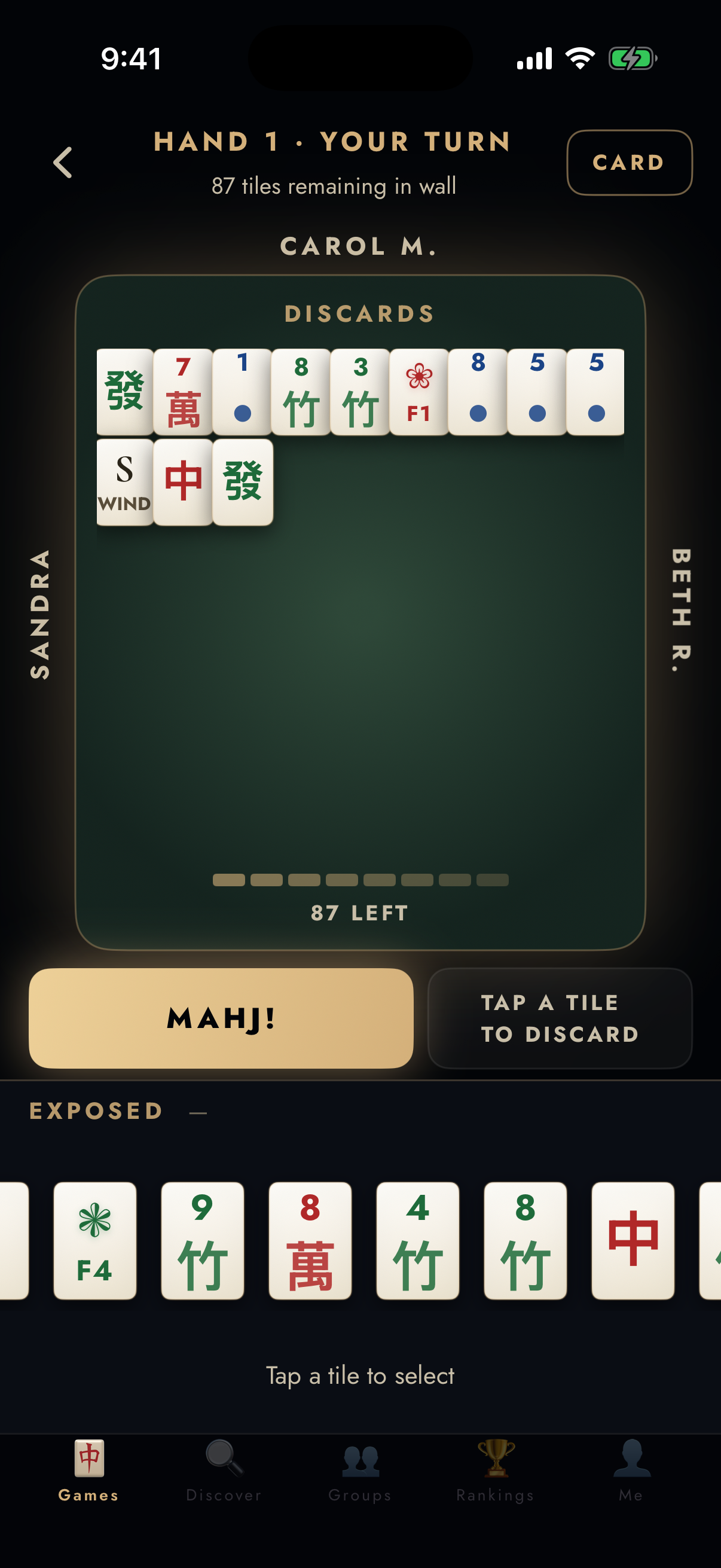 The 4-player game board